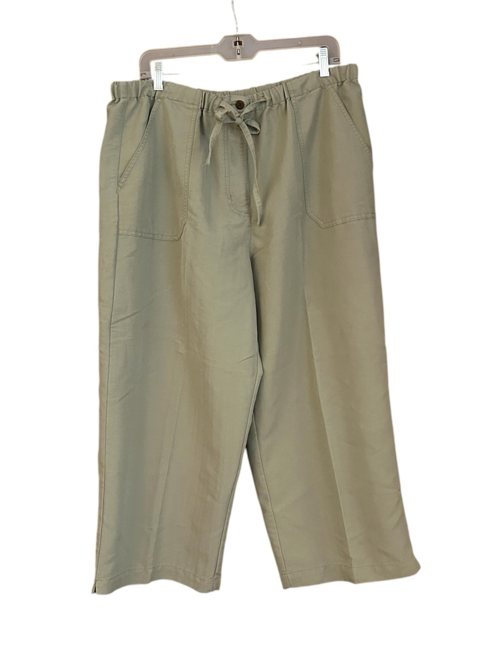 Caribbean Joe Sage Green Drawstring Wide Leg Pants XL Rayon Blend